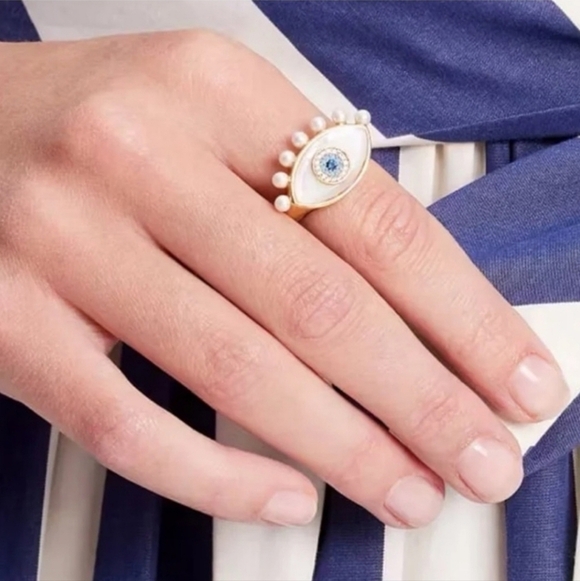 🔹️Kate Spade 🔹️Evil Eye All-Seeing Ring Earring Necklace Bundle 3 Pieces $304) - Picture 3 of 9